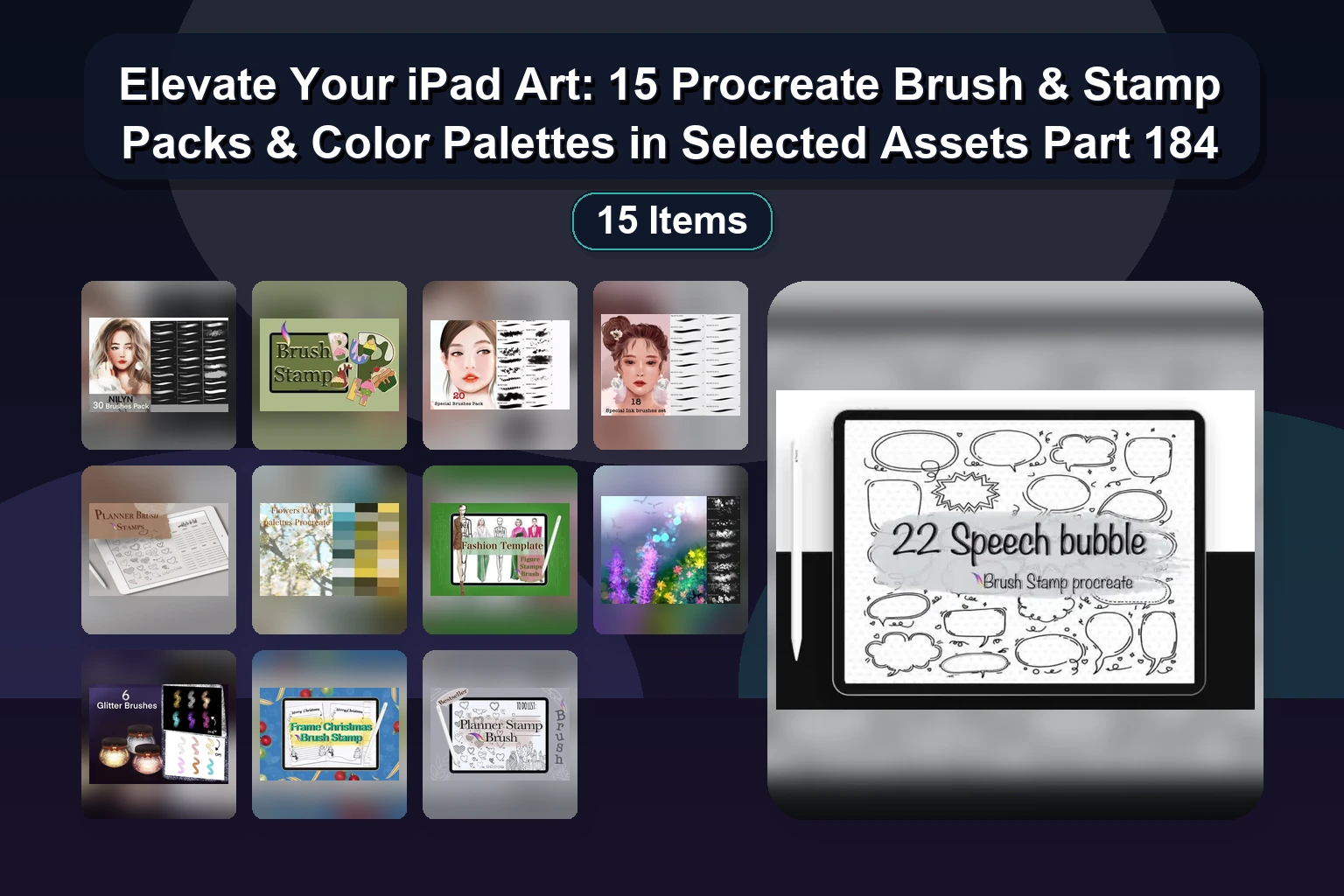 Procreate & Photoshop Brush Bundle: Eggs, Watercolor, Halftones & Heart Stamps (Selected Assets Part 185)