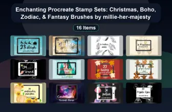 Enchanting Procreate Stamp Sets: Christmas, Boho, Zodiac, & Fantasy Brushes by millie-her-majesty