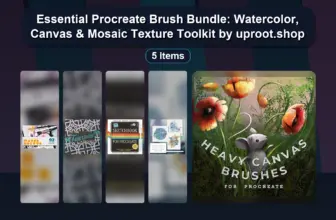 Essential Procreate Brush Bundle: Watercolor, Canvas & Mosaic Texture Toolkit by uproot.shop