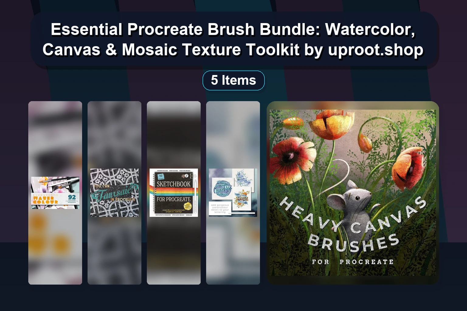 Essential Procreate Brush Bundle: Watercolor, Canvas & Mosaic Texture Toolkit by uproot.shop