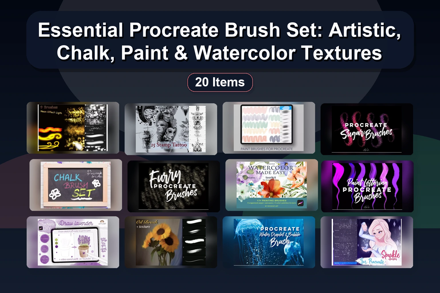 Essential Procreate Brush Set: Artistic, Chalk, Paint & Watercolor Textures