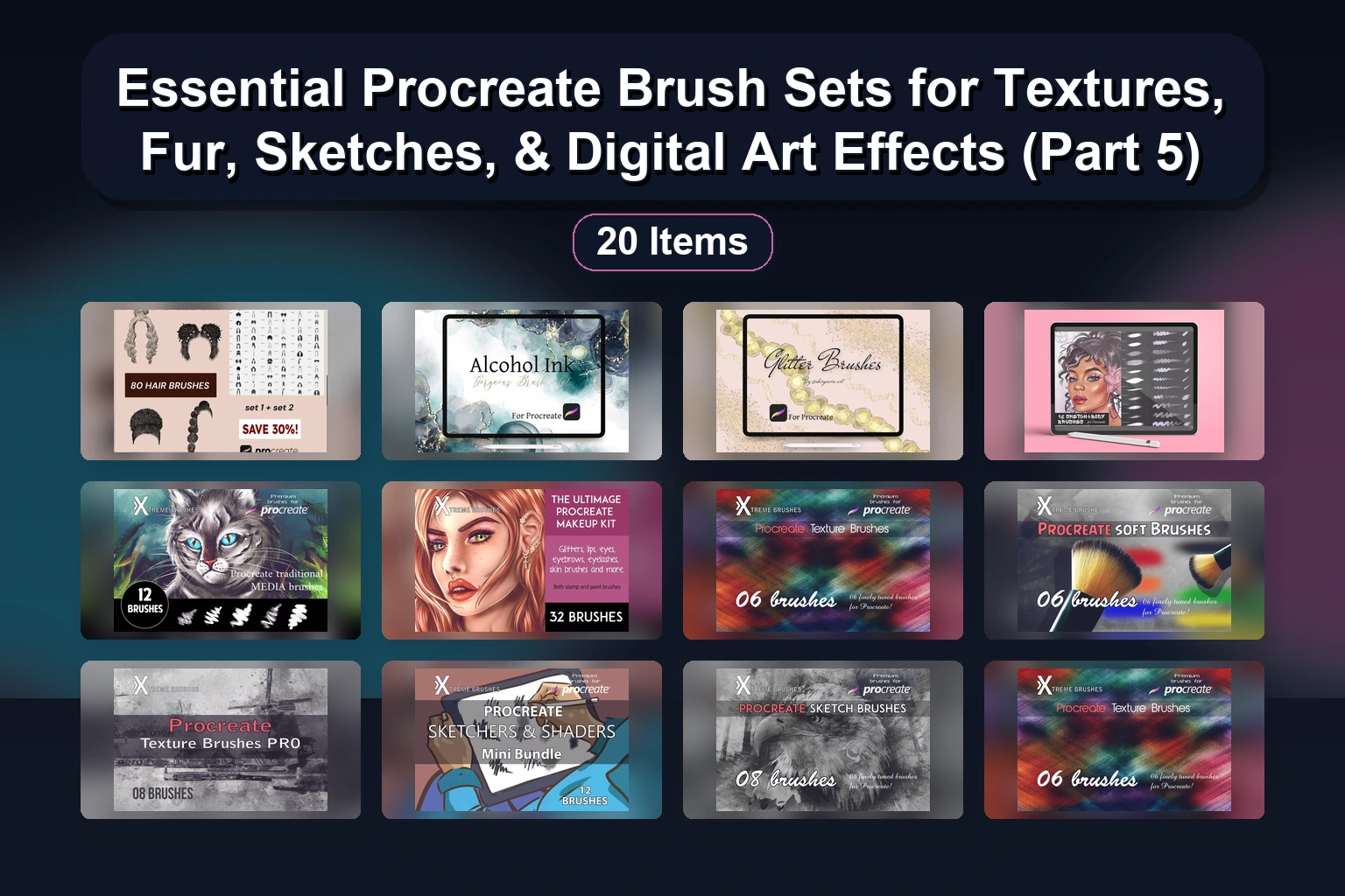 Essential Procreate Brush Sets for Textures, Fur, Sketches, & Digital Art Effects (Part 5)