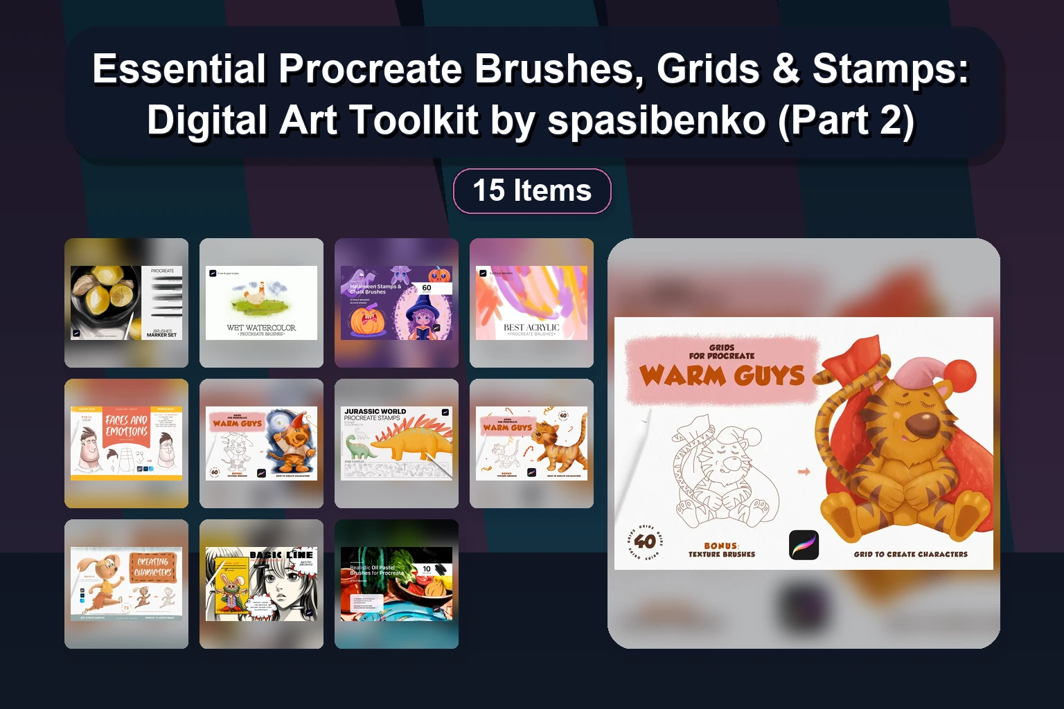 Spasibenko Procreate Brushes & Stamps Collection: Cute Animals, Nature & Digital Art Tools
