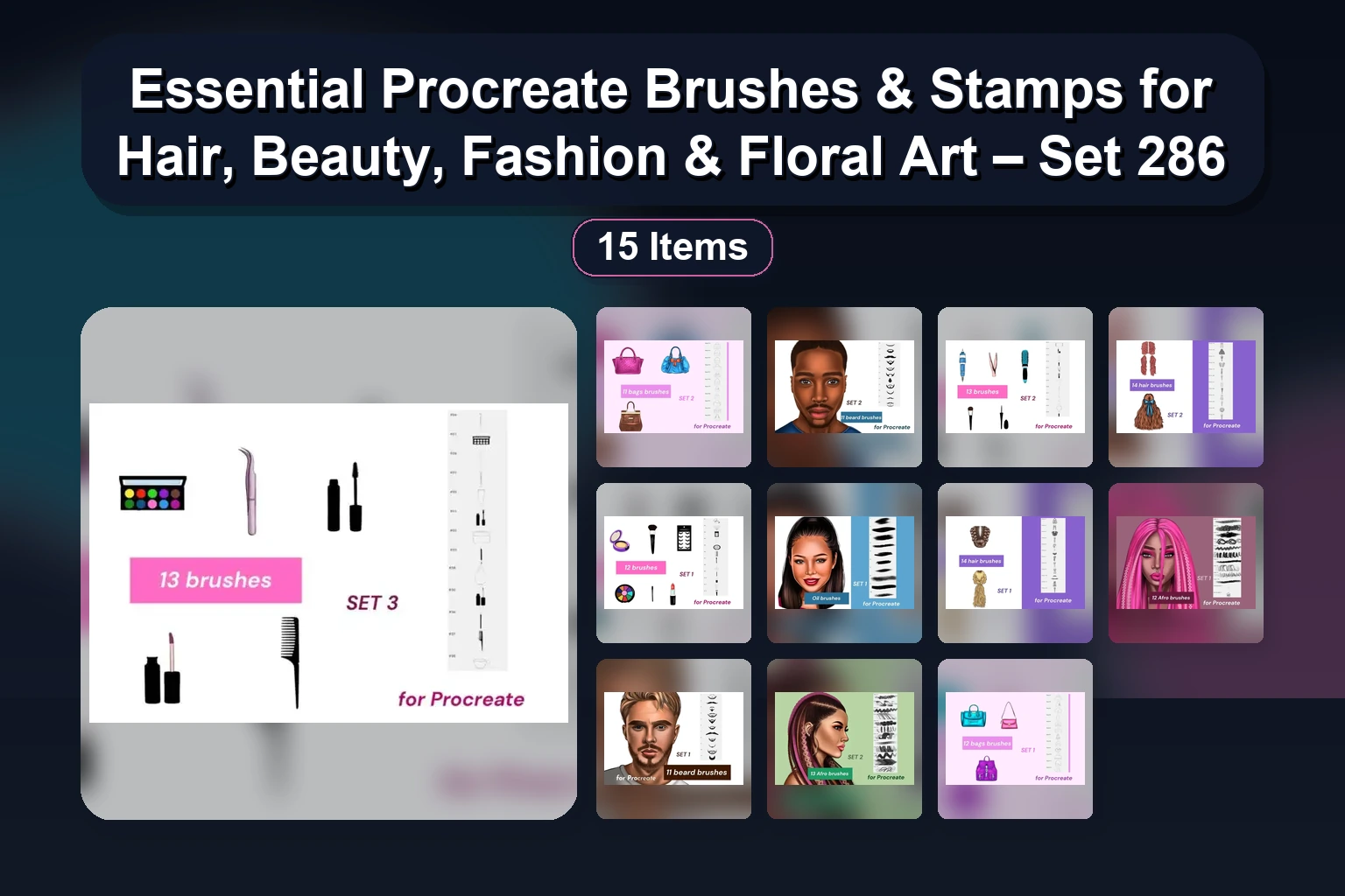 Essential Procreate Brushes & Stamps for Hair, Beauty, Fashion & Floral Art – Set 286 Essential Procreate Brushes Stamps for Hair Beauty Fashion collage 8e1e063a 1781855165