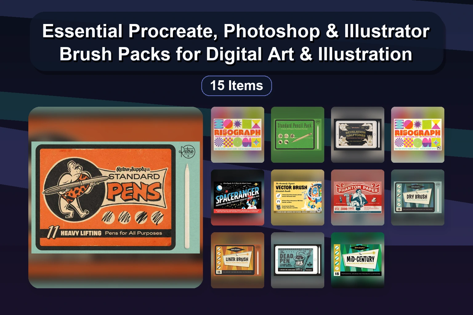 Essential Procreate, Photoshop & Illustrator Brush Packs for Digital Art & Illustration Essential Procreate Photoshop Illustrator Brush Packs for D collage 4ca1bb2c 1781856904