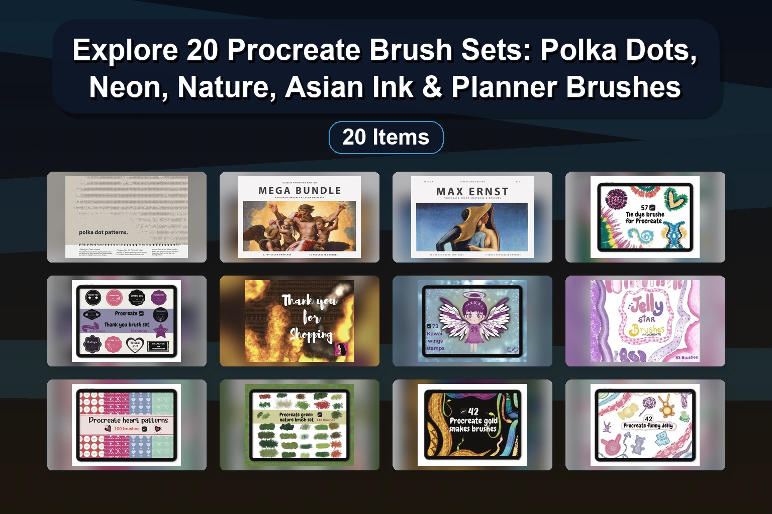 Procreate Brushes & Stamps Mega Collection: Glitter, Textures, Palettes & More (Selected Assets Part 363)