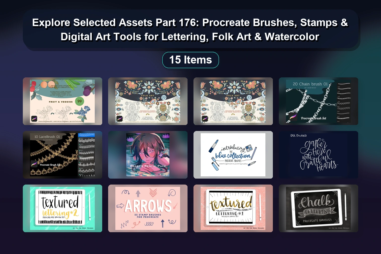 23 Procreate Brush & Stamp Sets for Winter, Spring, Textures, & Digital Art
