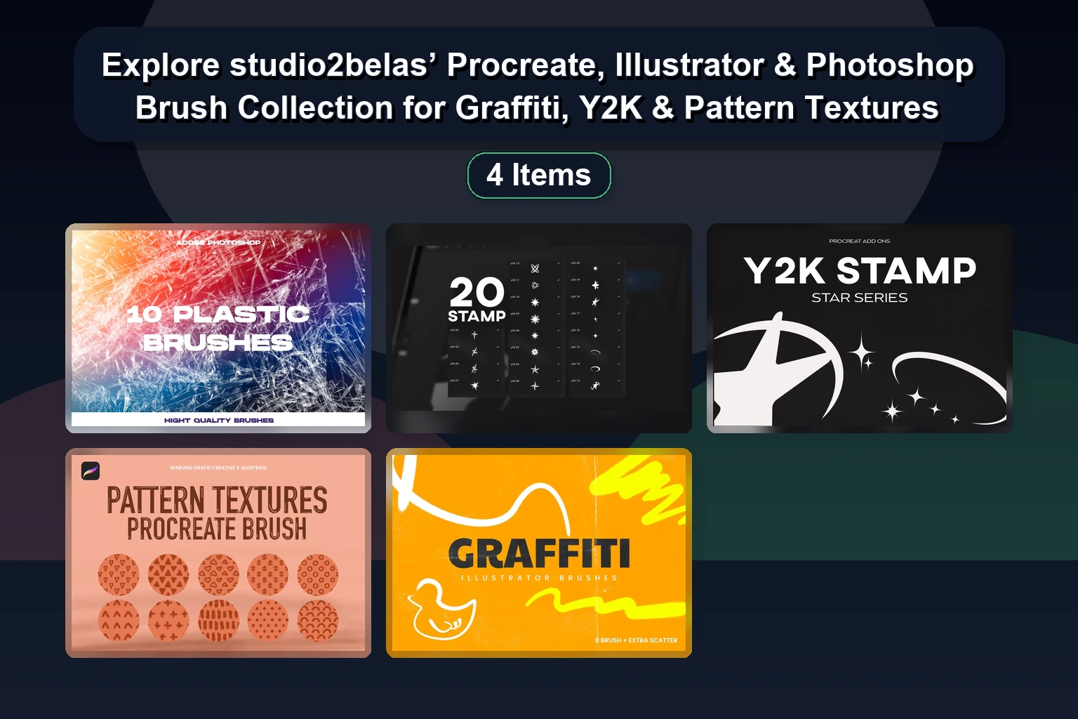 Explore studio2belas’ Procreate, Illustrator & Photoshop Brush Collection for Graffiti, Y2K & Pattern Textures Explore studio2belas Procreate Illustrator Photoshop Brush collage 7f95af85 1781888601