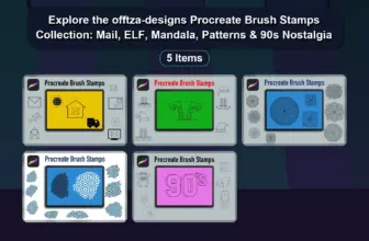 Explore the offtza-designs Procreate Brush Stamps Collection: Mail, ELF, Mandala, Patterns & 90s Nostalgia