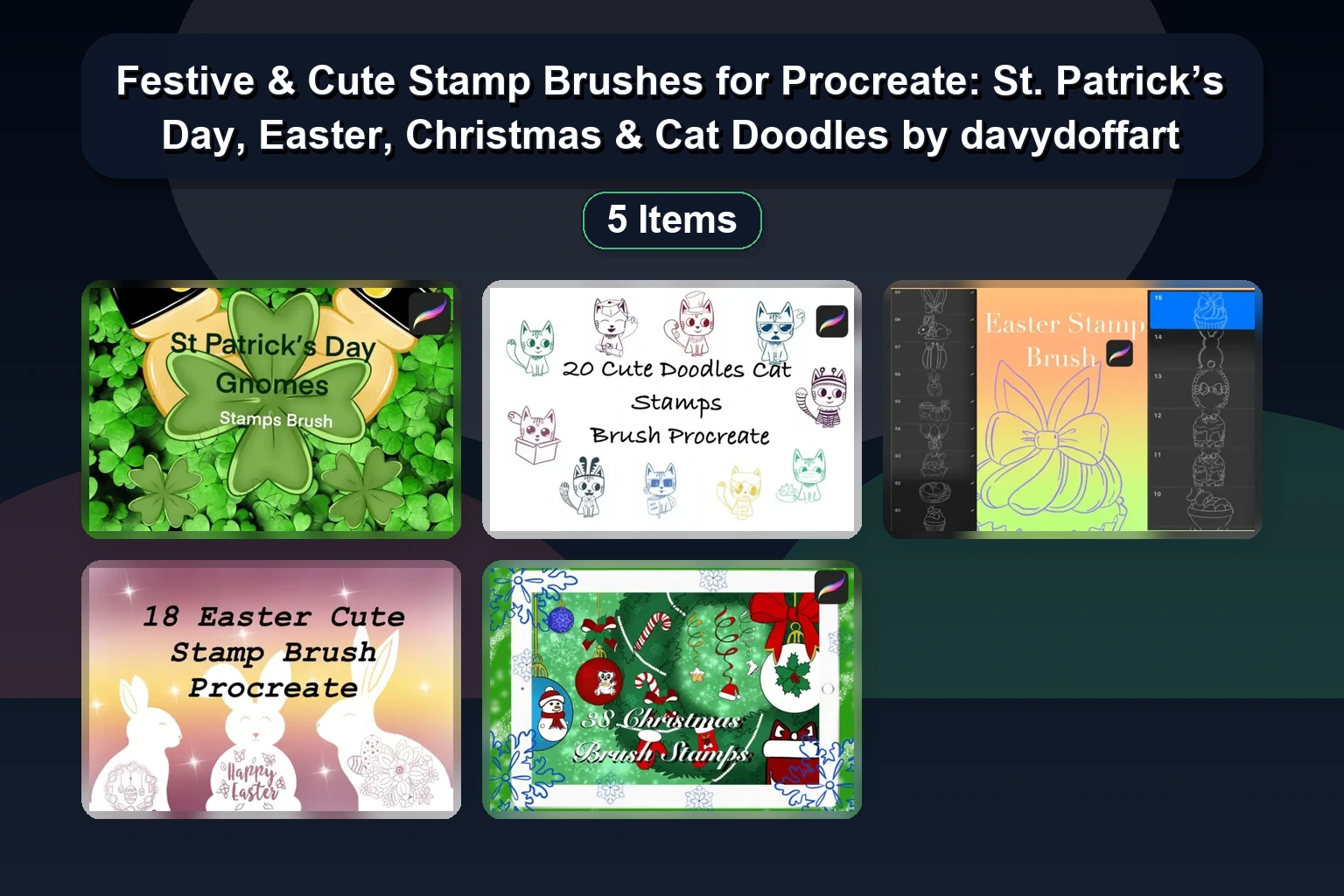 Festive & Cute Stamp Brushes for Procreate: St. Patrick’s Day, Easter, Christmas & Cat Doodles by davydoffart 1 Festive & Cute Stamp Brushes for Procreate: St. Patrick’s Day, Easter, Christmas & Cat Doodles by davydoffart Festive Cute Stamp Brushes for Procreate St Patricks Day Ea collage 0f15a570 1781887872