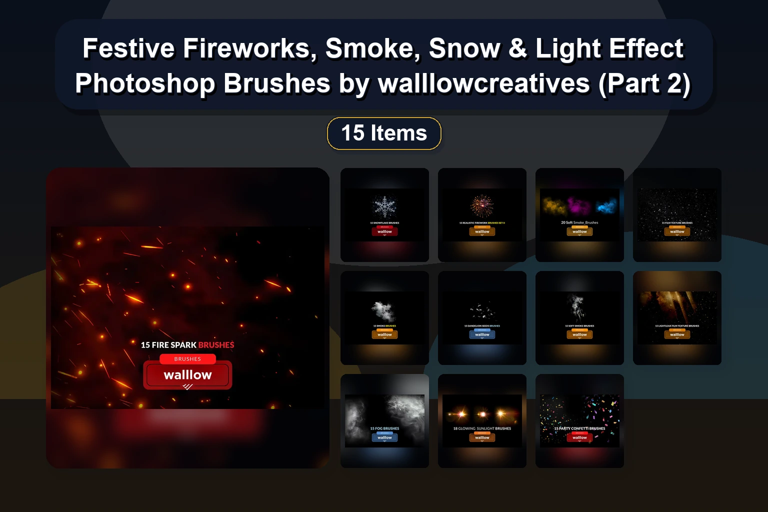 Festive Fireworks, Smoke, Snow & Light Effect Photoshop Brushes by walllowcreatives (Part 2)