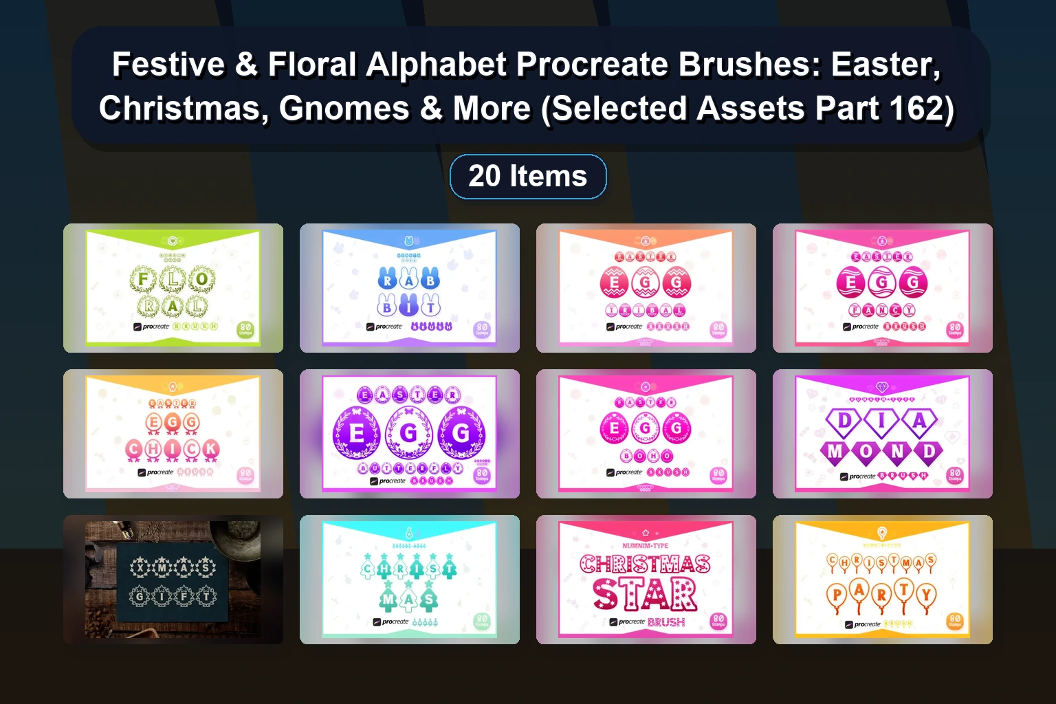 20 Procreate Alphabet & Lettering Brushes: Stamps, Monograms & Theme Sets for Digital Art
