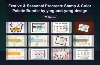 Festive & Seasonal Procreate Stamp & Color Palette Bundle by ying-and-yong-design