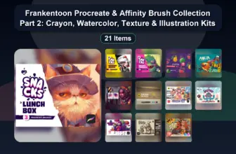 Frankentoon Procreate & Affinity Brush Collection Part 2: Crayon, Watercolor, Texture & Illustration Kits