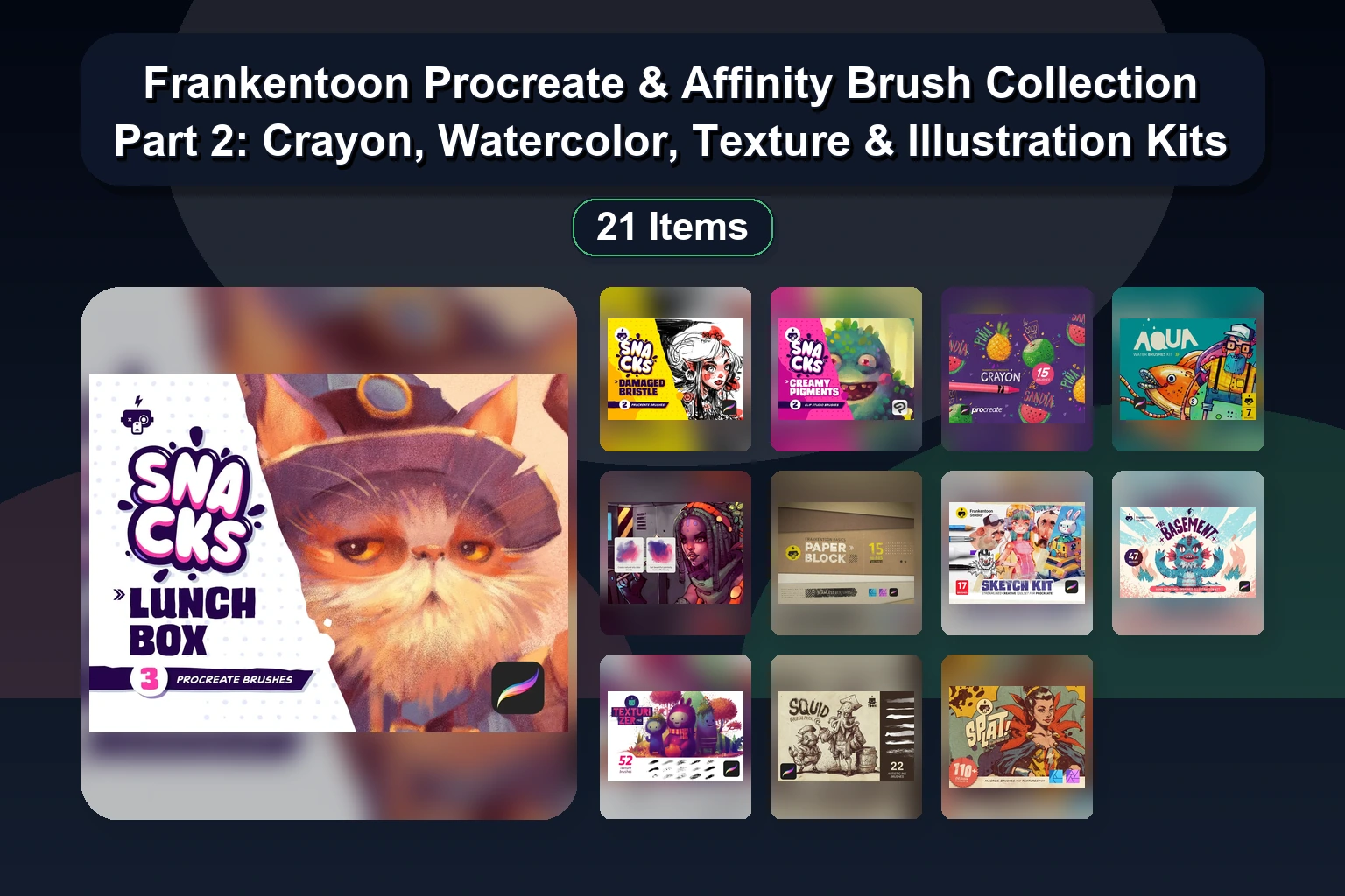 Frankentoon Procreate & Affinity Brush Collection Part 2: Crayon, Watercolor, Texture & Illustration Kits 1 Frankentoon Procreate & Affinity Brush Collection Part 2: Crayon, Watercolor, Texture & Illustration Kits Frankentoon Procreate Affinity Brush Collection Part 2 Cray collage 8eb480d9 1781888006