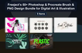Freeject’s 50+ Photoshop & Procreate Brush & PNG Design Bundle for Digital Art & Illustration