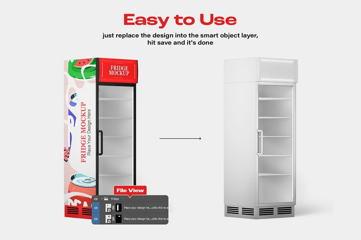 Glass Door Fridge Mockup Set 3 Glass Door Fridge Mockup Set - Image 3