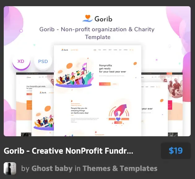 Gorib - Creative NonProfit Fundraising Charity PSD Template 8 Gorib - Creative NonProfit Fundraising Charity PSD Template - Image 8
