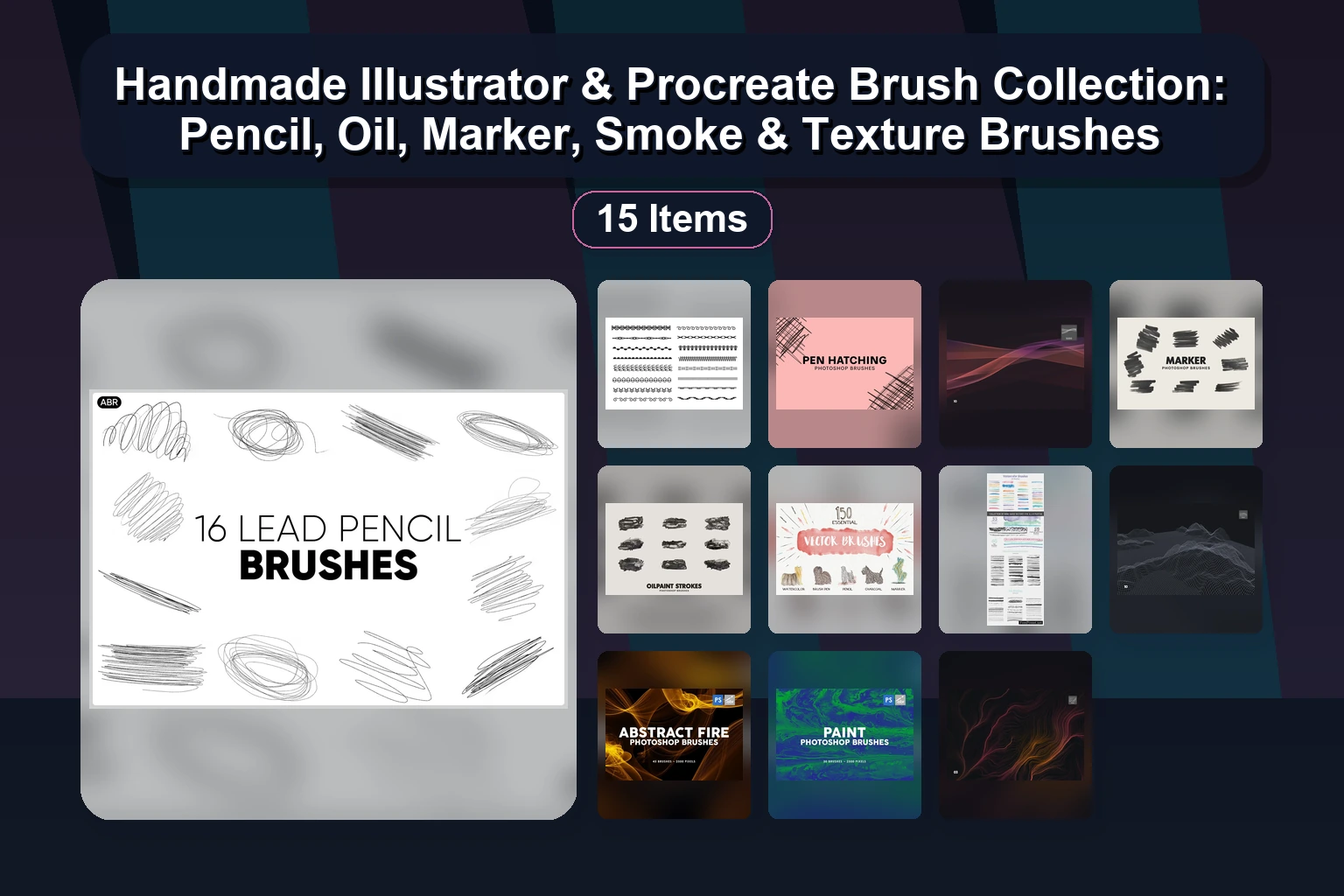 Handcrafted Brush & Texture Collection: Watercolor, Vintage & Procreate Assets (Selected Assets Part 62)