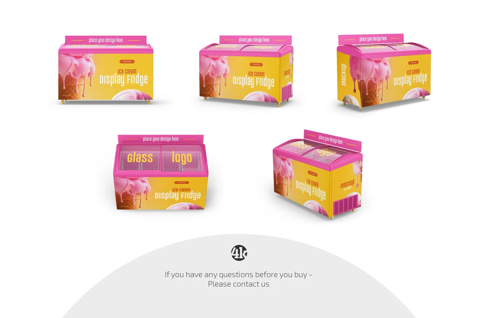 Ice Cream Display Fridge Mockup Set 5 Ice Cream Display Fridge Mockup Set - Image 5