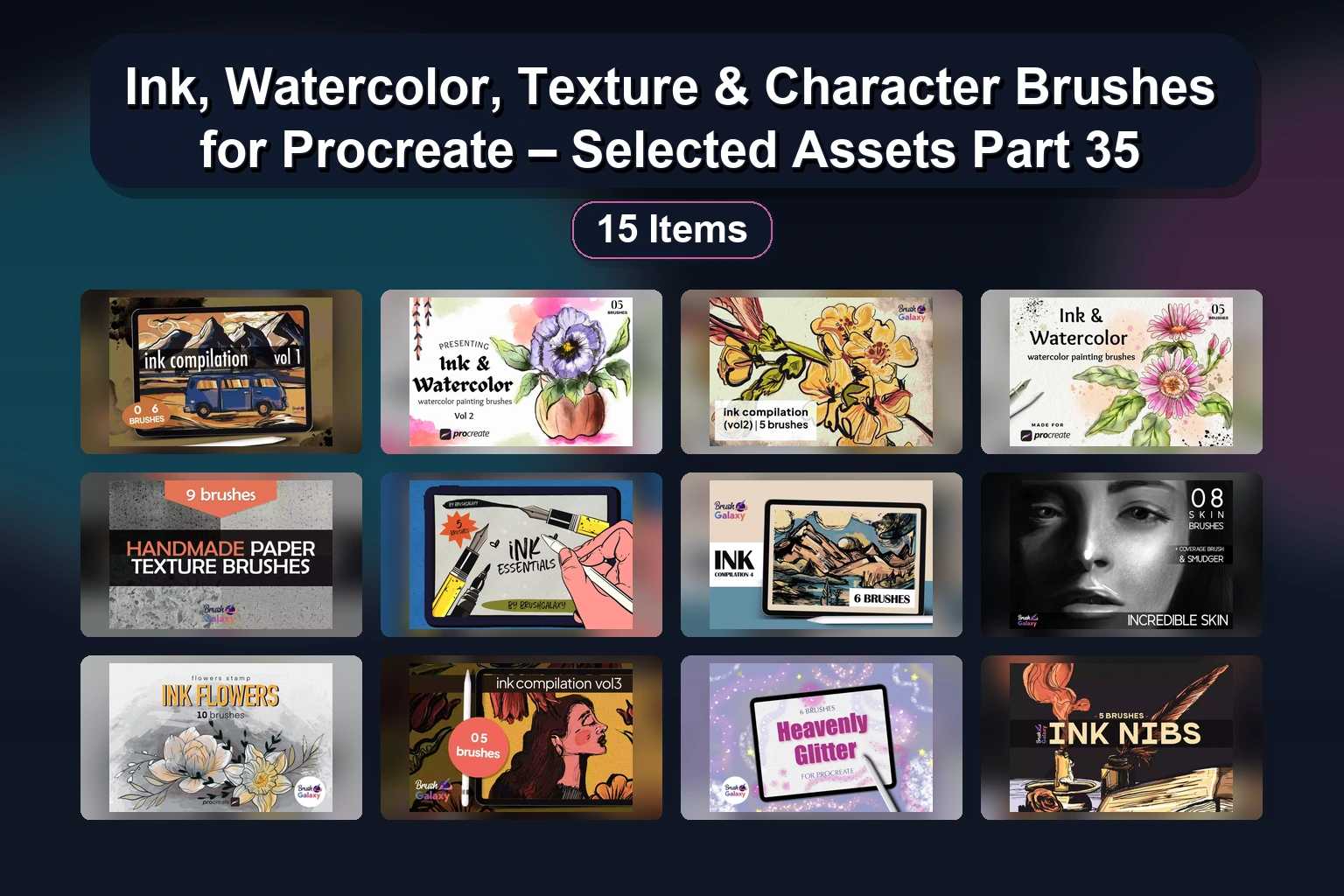 Hatched Lines, Halftone & Gritty Grain Brushes for Procreate (Selected Assets Part 36)
