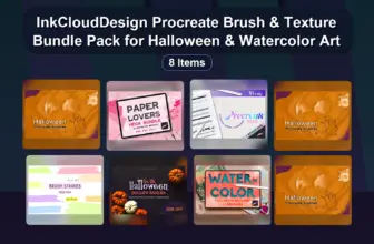 InkCloudDesign Procreate Brush & Texture Bundle Pack for Halloween & Watercolor Art