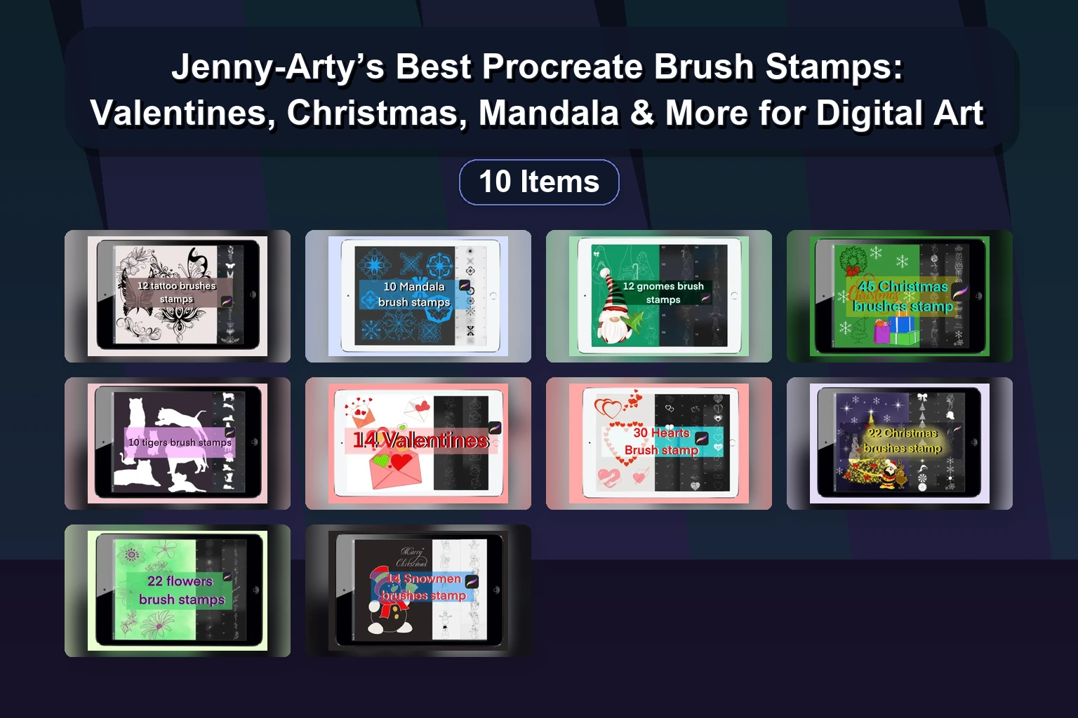 Jenny-Arty’s Best Procreate Brush Stamps: Valentines, Christmas, Mandala & More for Digital Art