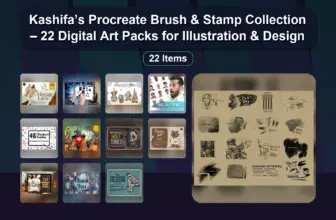 Kashifa’s Procreate Brush & Stamp Collection – 22 Digital Art Packs for Illustration & Design