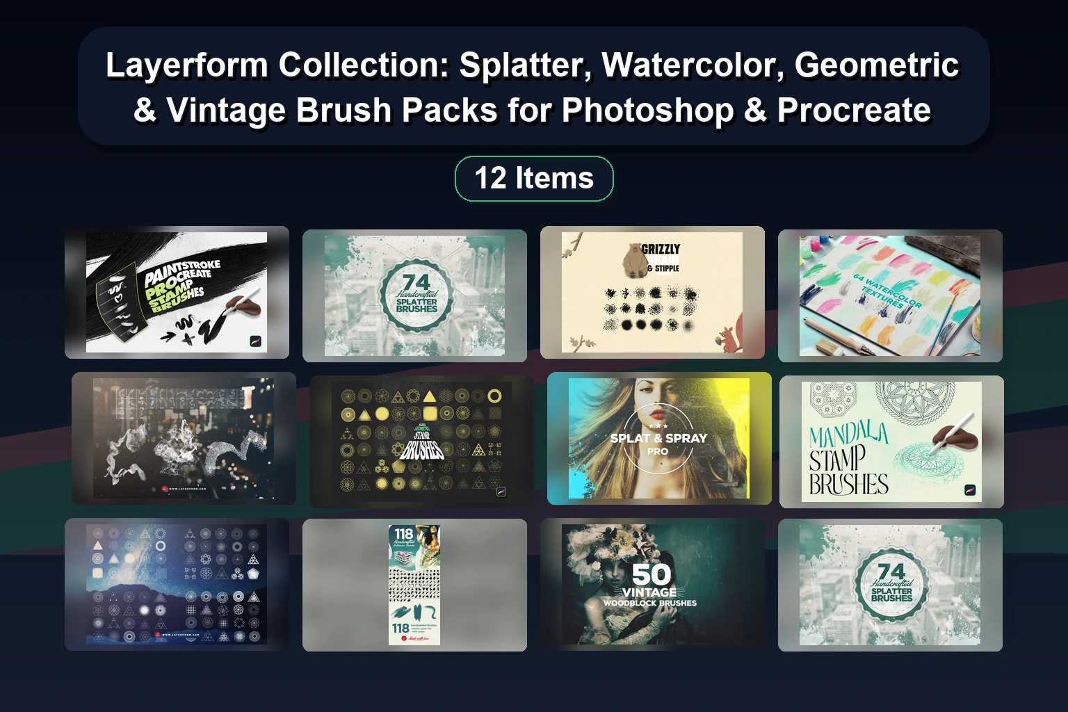 17 Premium Procreate & Illustrator Brush Packs by LeoSupply for Digital Art, Sketching & Calligraphy