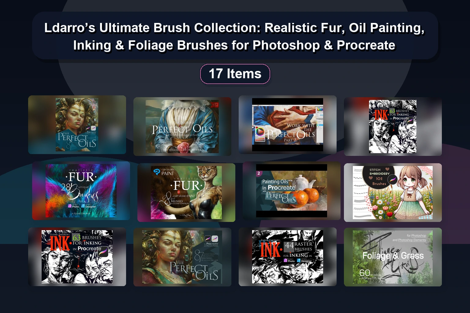 LeonardPosavec Procreate & Illustrator Brush Collection: Chalk, Grunge, Paint & Pastel ProBrush Packs