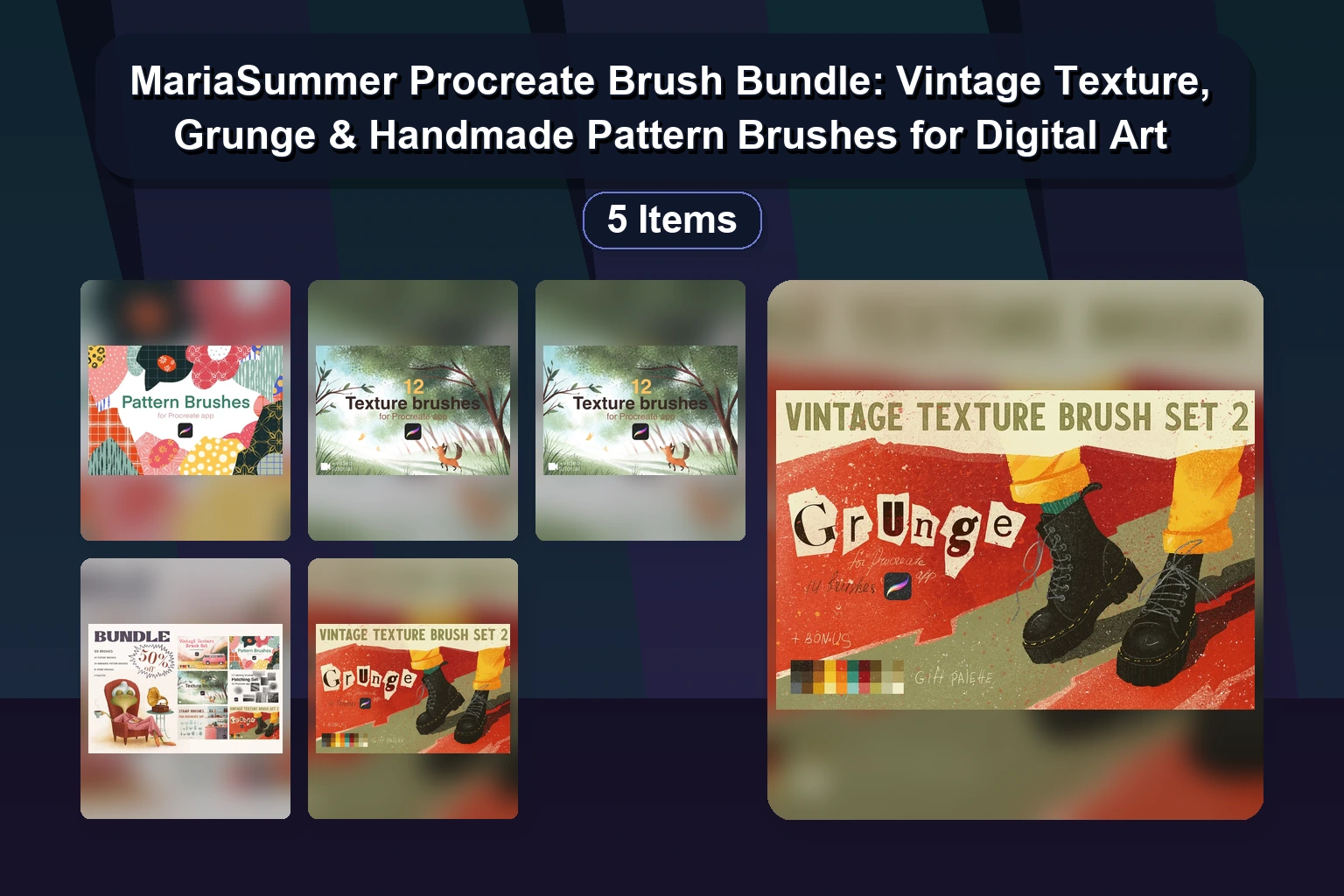 MariaSummer Procreate Brush Bundle: Vintage Texture, Grunge & Handmade Pattern Brushes for Digital Art MariaSummer Procreate Brush Bundle Vintage Texture Grunge H collage 89c4b780 1781887389
