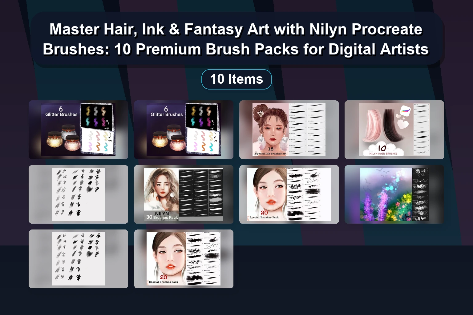 55+ Hatching & 104 All-In-One Procreate Brushes: Sketching, Anime, & Retro Pencil Packs by NuclearBrushes