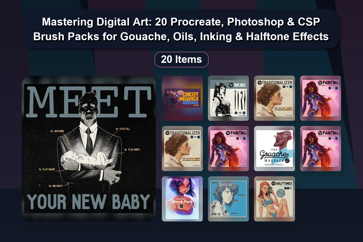 20 Must-Have Brushes & Digital Art Tools: Procreate, Photoshop & Illustrator Sets | Selected Assets Part 77