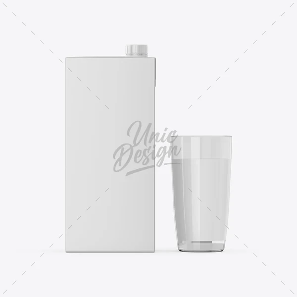 Milk Carton & Glass Mockup 3 Milk Carton & Glass Mockup - Image 3