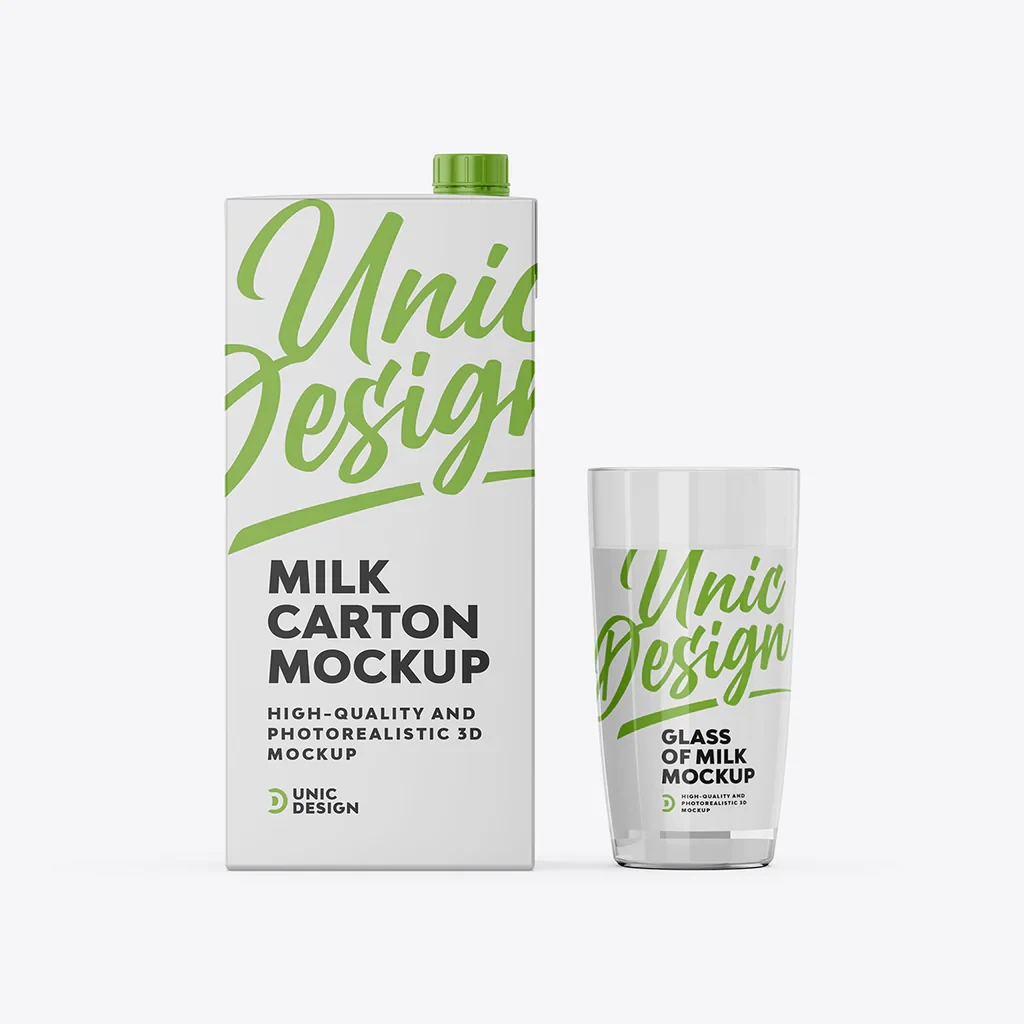 Milk Carton & Glass Mockup 5 Milk Carton & Glass Mockup - Image 5