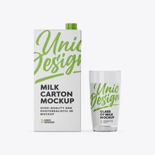 Milk Carton & Glass Mockup 7 Milk Carton & Glass Mockup - Image 7