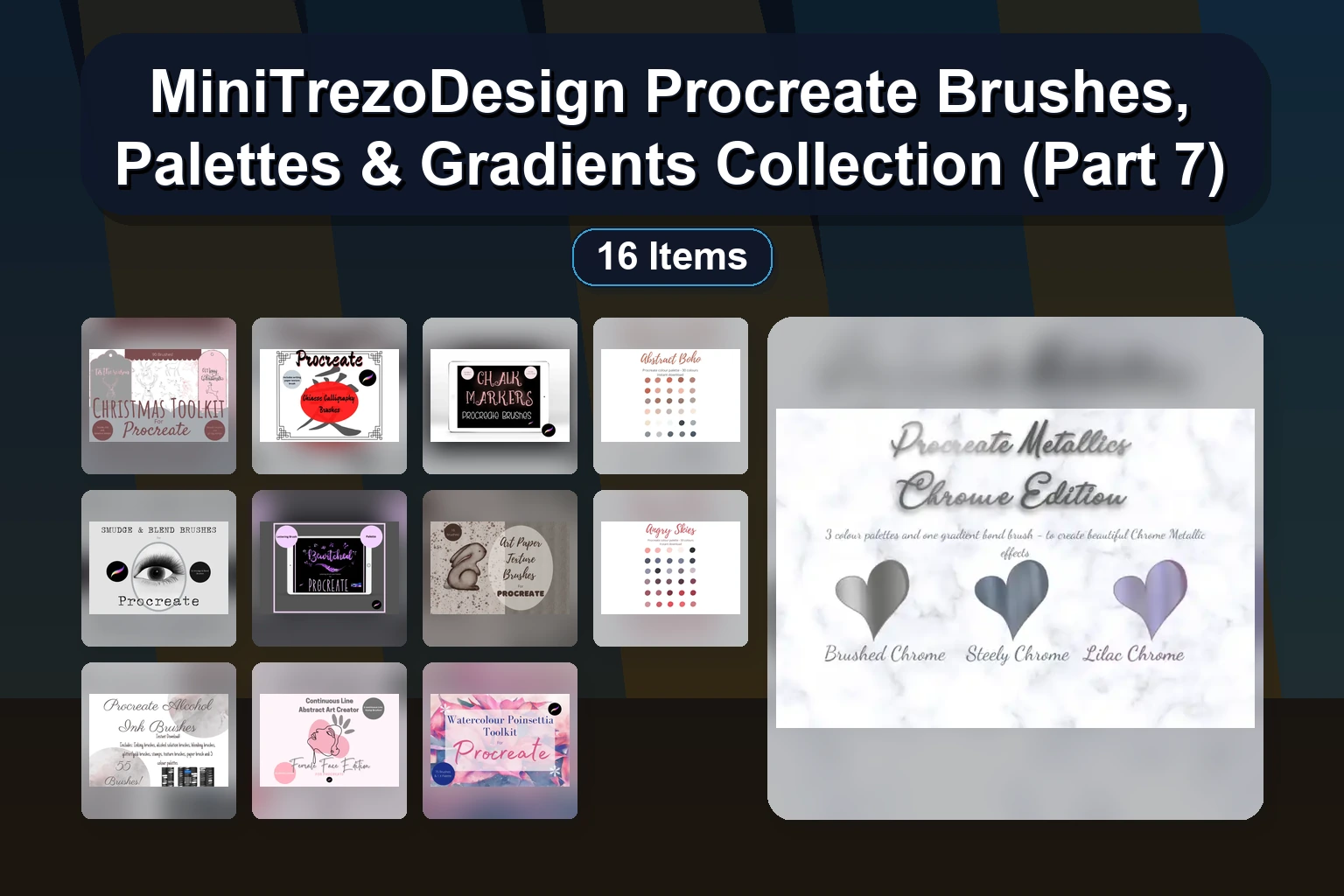15 Procreate Brushes, Stamps & Palettes by MiniTrezoDesign for Digital Art & Lettering