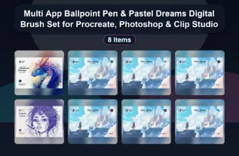 Multi App Ballpoint Pen & Pastel Dreams Digital Brush Set for Procreate, Photoshop & Clip Studio