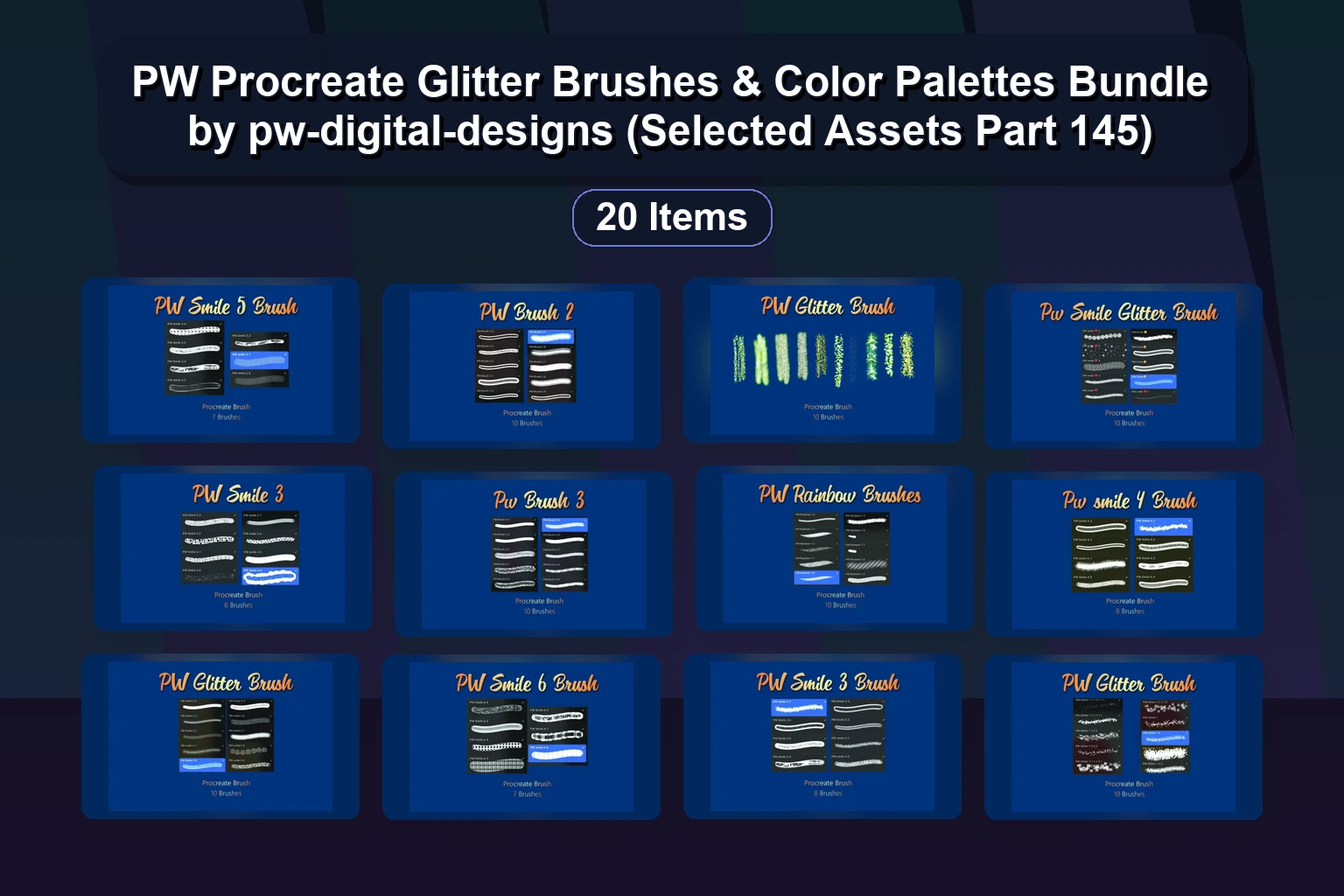 Procreate Color Palettes & Brush Stroke Cliparts Collection by pw-digital-designs (Selected Assets Part 144)