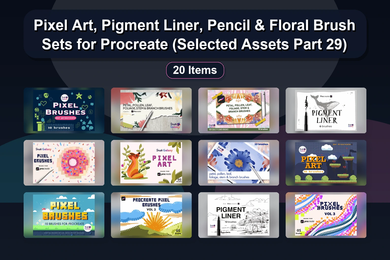 25 Procreate Brush Sets for Paper Textures, Oil Painting & Digital Art (Brush-Galaxy Collection)