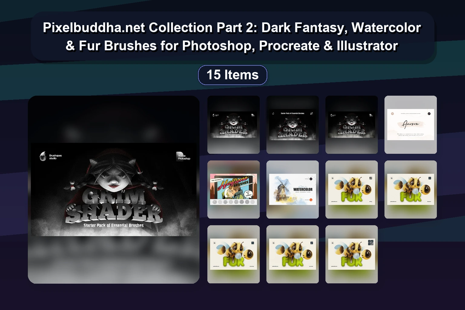 Pixelbuddha.net Collection Part 3: Procreate, Photoshop & Illustrator Brushes & Textures