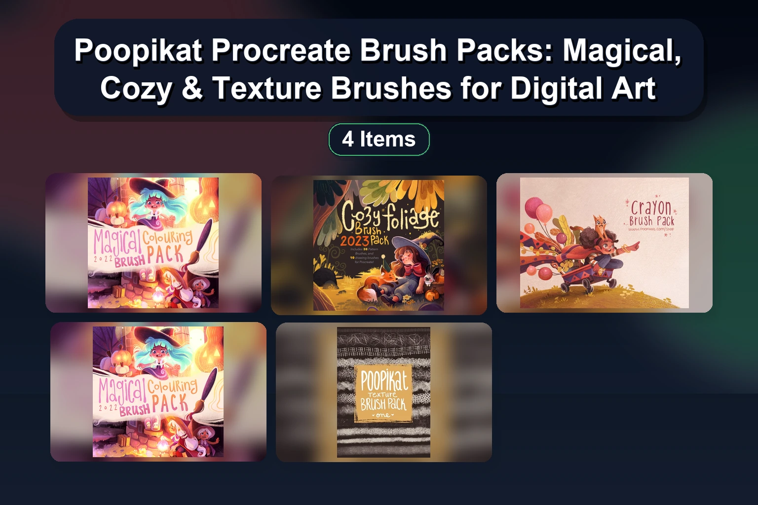 Poopikat Procreate Brush Packs: Magical, Cozy & Texture Brushes for Digital Art