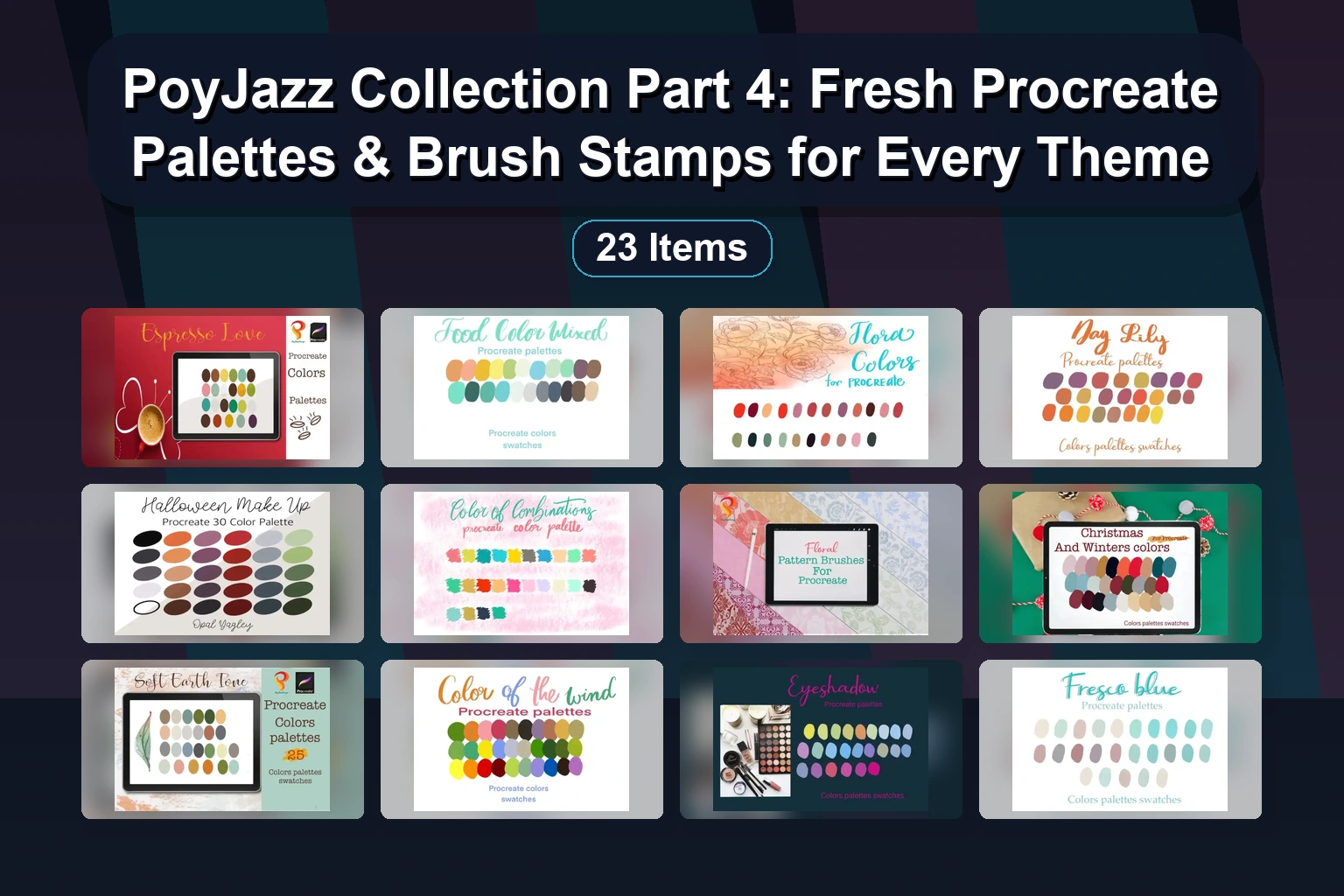 Vibrant Procreate Color Palettes by PoyJazz: Part 3 Collection (Love, Pastels, Halloween & More)