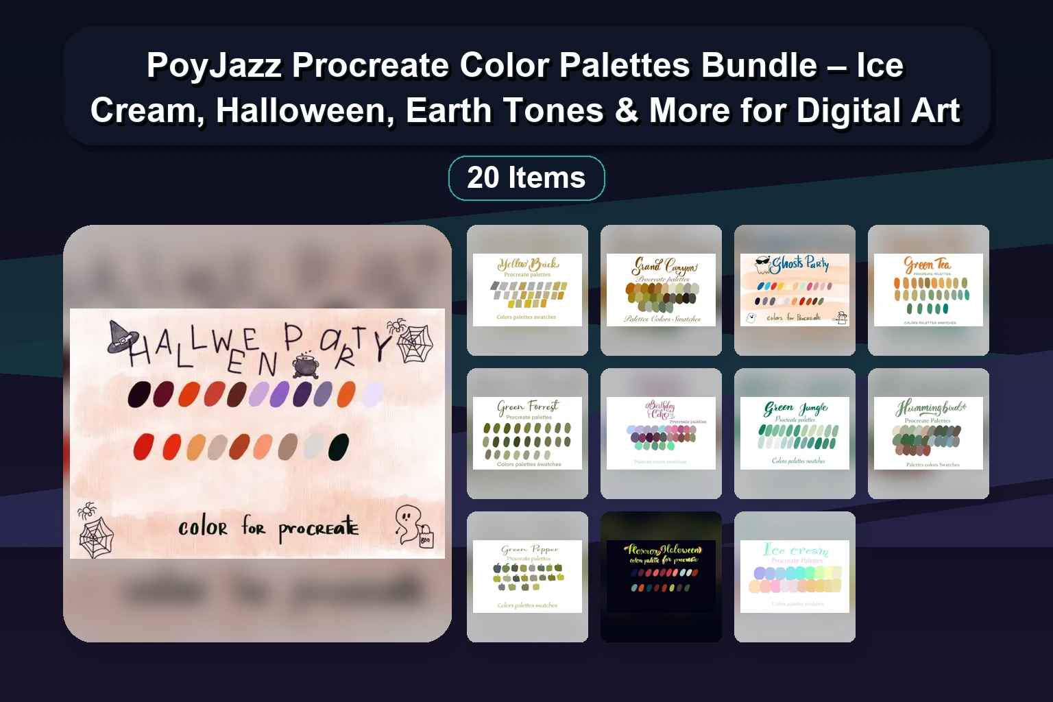 Vibrant Procreate Color Palettes, Brush Stamps & Fashion Sketches for Digital Artists (Selected Assets Part 325)
