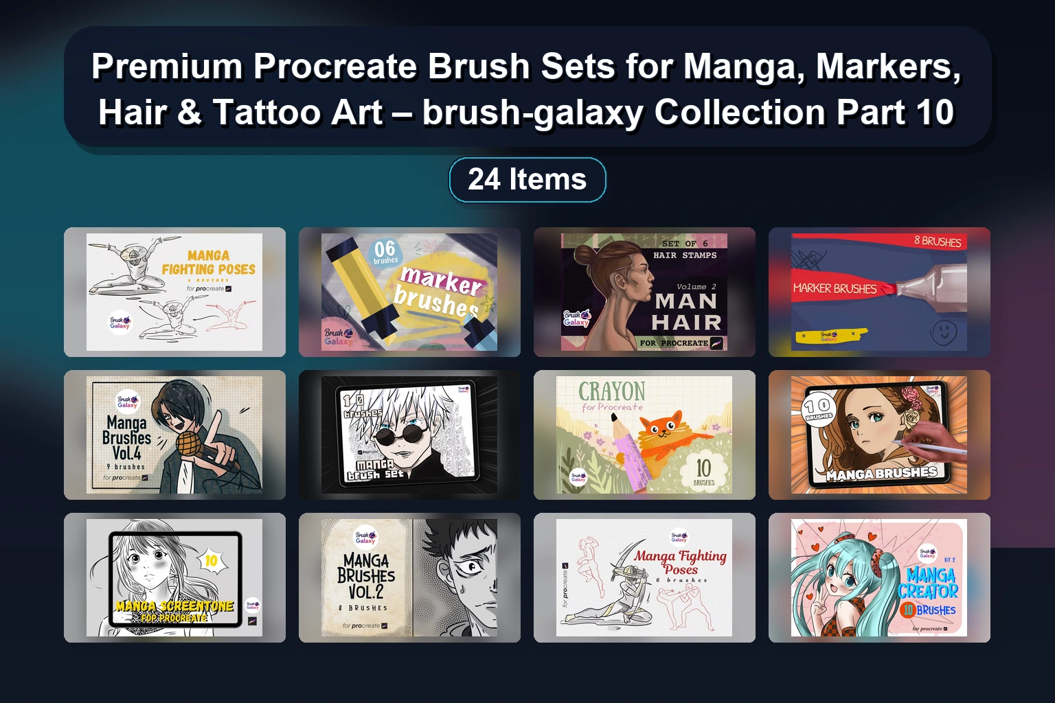 Procreate Brush & Palette Bundle: Oil, Acrylic, Ink, Marker, Nature & Metallic Digital Art Tools