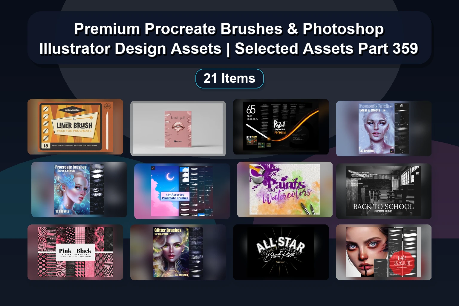 Essential Procreate, Photoshop & Illustrator Brush Packs for Digital Art & Illustration