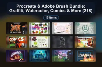 Procreate & Adobe Brush Bundle: Graffiti, Watercolor, Comics & More (218)