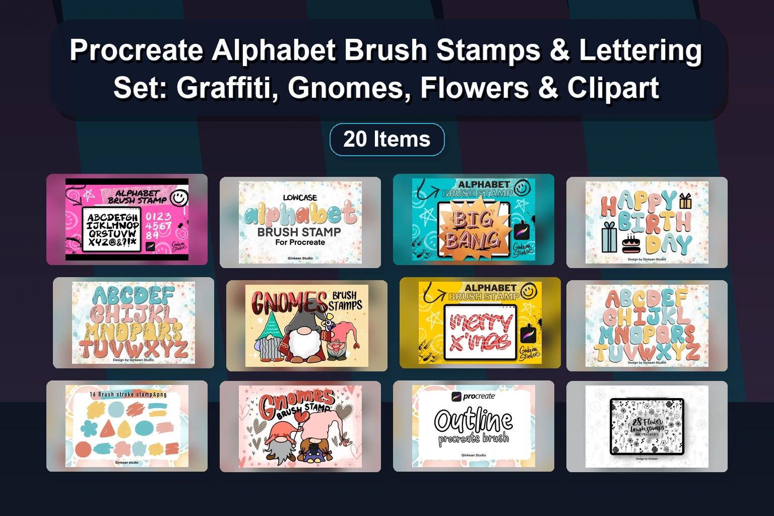 20+ Creative Procreate Brush Stamps & Palettes for Digital Art & Lettering