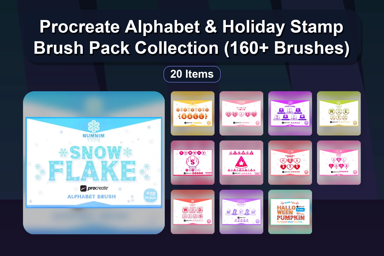 Procreate Alphabet & Holiday Stamp Brush Pack Collection (160+ Brushes) 1 Procreate Alphabet & Holiday Stamp Brush Pack Collection (160+ Brushes) Procreate Alphabet Holiday Stamp Brush Pack Collection 160 collage e070ec0d 1781838081