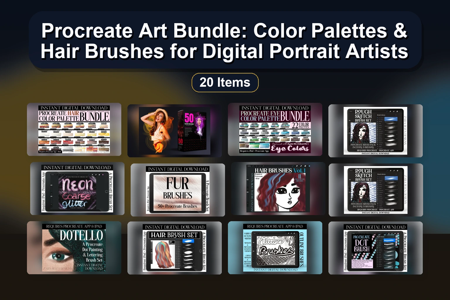 20 Procreate Color Palettes & Brushes: Digital Art Essentials for Spring, Desserts & Nature Themes